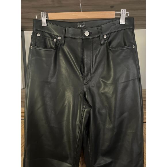 J. Crew Faux Leather Slim Wide Leg Pants Black Size 27 - Picture 2 of 5